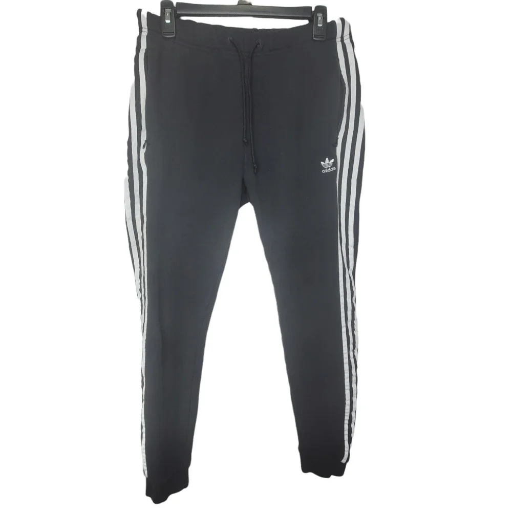 Vintage 80s Adidas Trefoil Sweatpants Jogger Stitched Logo 3 Stripe Adult Sz M